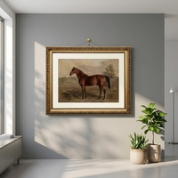 Décoration Murale Cheval Encadré Or Vintage, Cadre Métallique, Tableau Classique, Impressions sur Toile, Style Rustique Ferme Antique pour la Maison