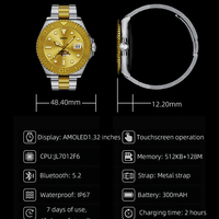 Reloj Inteligente de Moda con Pantalla AMOLED, Correa de Acero, Resistente al Agua IP68, Contador de Pasos, Monitor de Sueño, Notificaciones para Android e iOS
