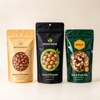 Sachet d'emballage alimentaire personnalisé OEM ODM avec logo, pochette à fermeture éclair verticale, sac en plastique mat ou brillant avec fenêtre pour aliments secs, épices, noix