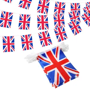 Fabrika doğrudan satış 100% Polyester dikdörtgen İngiltere 14x21cm dize bayrak birleşik krallık Union Jack İngiltere 5.5x8.2 inç Bunting bayrağı