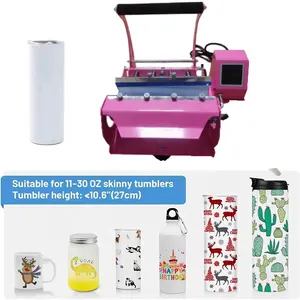 12-30oz Skinny Tumbler Mug Heat Presses Sublimation Heat Transfer Toaster Factory Direct Sales