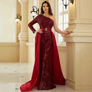 Elegant <b>Sequined</b> Asymmetric Long Evening Gown Strapless Natural Waist Hot Stamping Fashion Dress - Product Image 5