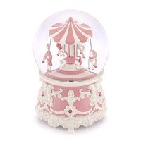 Meilleur Prix Rose Carrousel Musical Water Globe carrousel boule à neige pour Bébé Enfants