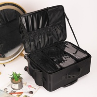 Valise à roulettes professionnelle pour maquilleur(se) et technicien(ne) des ongles, grande capacité, en tissu Oxford, fermeture éclair, style urbain et épuré pour femme