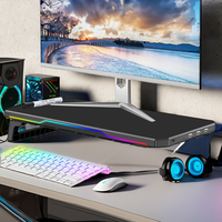 Support d'ordinateur et de moniteur lumineux RGB haute technologie SIHAGE avec HUB et chargeur sans fil intégré pour bureau