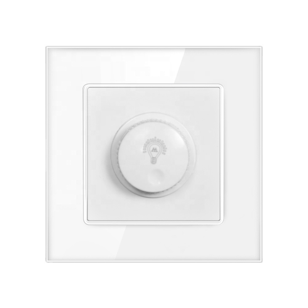 SRAN light dimmer switch 240v 300w Tempered glass panel 86mm*86mm Rotary dimmer switch for led lights