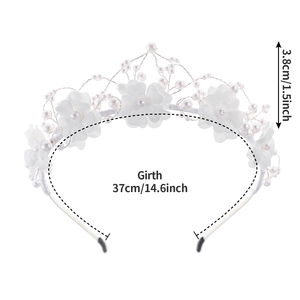 Fascia per Capelli Nuziale Personalizzata in <span class=keywords><strong>Argento</strong></span> Sterling <span class=keywords><strong>925</strong></span> Placcato Oro 14K con Perle e Pizzo, Corona per Capelli Fatta a Mano, Copricapo Personalizzato - Product Image 6