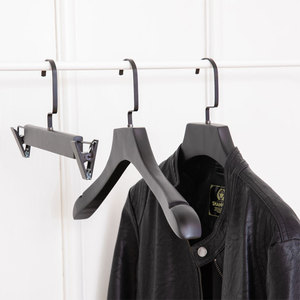 Wholesale Custom Logo Black Wooden Coat Skirt <strong>Hangers</strong> Durable Anti Slip Perfect for Hotel Clothing - Product Image 2