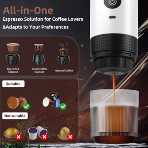 2026 Electric Fully Automatic Battery Powered Capsule Coffee Maker Portable <b>Espresso</b> Machine with Storage Bag for Camping Hiking - Product Image 4