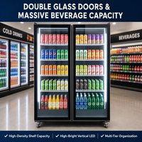 Réfrigérateur commercial à porte vitrée triple ou double sur mesure pour boissons, vitrine réfrigérée pour bières et vins pour bars, clubs et pubs
