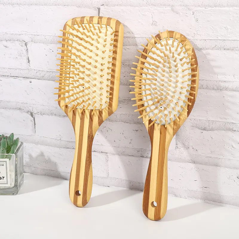 Bamboo Paddle Detangling Hairbrush Personal Care Curly Thick Hair Detangler Long Dry Wet tripe Brushes