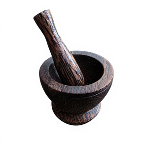 Wooden Mortar and Pestle Set | Natural Wood Spice <b>Grinder</b> | Kitchen <b>Herb</b> Crusher | Handmade Wooden Grinding Bowl - Product Image 1