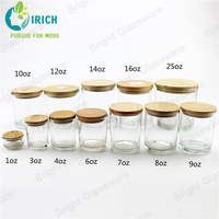 Pot à bougie en verre borosilicate givré transparent de 10 oz avec couvercle en bois, couleur personnalisée, logo imprimé en sérigraphie sur la surface