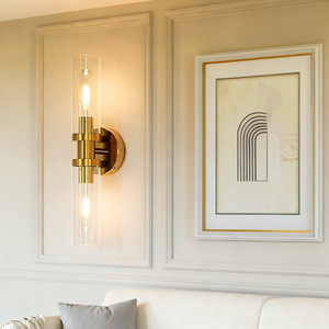 Lámpara de pared moderna de cristal dorado E14 Led regulable para dormitorio, sala de estar, pasillo - Product Image 2