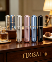 Vente en gros de flacons de parfum de poche personnalisés, atomiseur de recharge, flacon en plastique réutilisable de 10 ml, bouchon à vis en aluminium, estampage à chaud