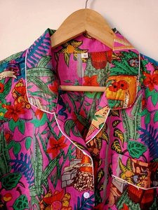 Women's Long Sleeve Floral <b>Printed</b> Full Length Nightgowns Turn-Down Collar Casual Sleepwear Summer 100% Cotton Knitted - Product Image 4