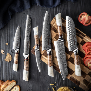Grandsharp şam mutfak şef bıçak seti japon keskin 67 katmanları yüksek karbon paslanmaz çelik-reçine ve katılaşmış ahşap kolu - Product Image 3