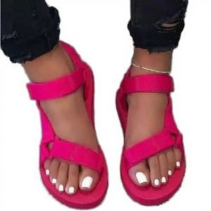 Sandalias Planas de Mujer con Tela Elástica de Velcro EVA, Tendencia de Moda de Verano para Exteriores, Combinación de Colores - Product Image 4