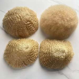 Prothèse capillaire complète 613 Blonde Afro Wave pour hommes, en dentelle suisse française, respirante et en cheveux indiens Remy - Product Image 4