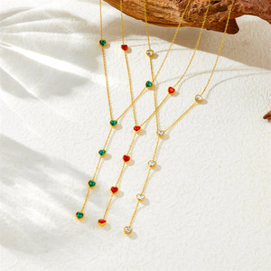 Heart Shape Rhinestone Y Chain Necklace Zinc Alloy Daily Wear Women's Fashion Jewelry N3159 N3160 N3161 - Product Image 1