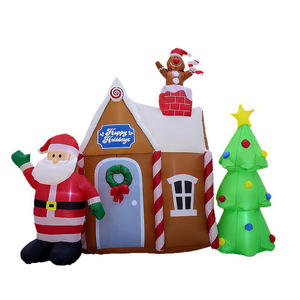 Decoración Navideña Inflable de 2.1 Metros, <span class=keywords><strong>Castillo</strong></span> de Papá Noel, <span class=keywords><strong>Hombre</strong></span> de Jengibre, Árbol de Navidad, Modelo Inflable para Exteriores, Adorno para Jardín - Product Image 4