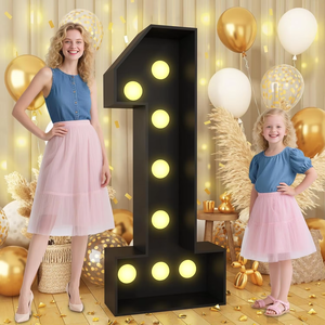 Letrero de Espuma con el Número 1 Iluminado, 4 Pies, Kit de Bricolaje Precortado para Decoraciones de Primer Cumpleaños, <span class=keywords><strong>Año</strong></span> <span class=keywords><strong>Nuevo</strong></span> y Aniversario - Product Image 1