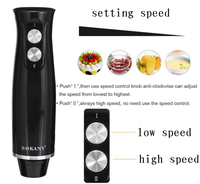 Mixeur Plongeant Électrique à Double Vitesse avec Bouton Poussoir, 2 Lames, Récipient en Plastique de 1,6-2,0 L, Usage Individuel pour Hôtels et Foyers