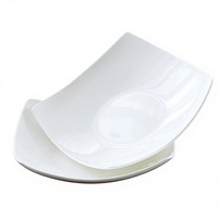 Service de vaisselle en porcelaine fine personnalisé, couleur unie blanche, pour la maison, l'hôtel et le restaurant