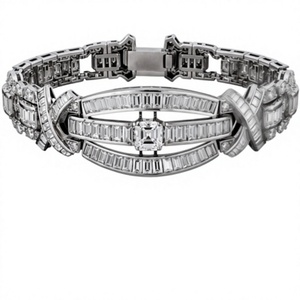 <b>Silver</b> Color Diamond Hip Hop Trendy <b>Charm</b> Bangle Gold Plated Jewelry for Wedding Party Women - Product Image 2