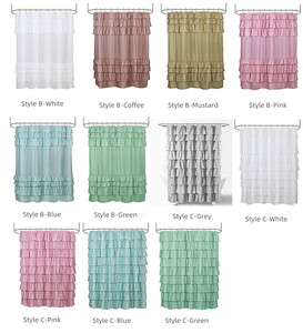 <span class=keywords><strong>Rideau</strong></span> <span class=keywords><strong>de</strong></span> <span class=keywords><strong>douche</strong></span> texturé en ivoire à volants, Style ferme Chic - Product Image 4