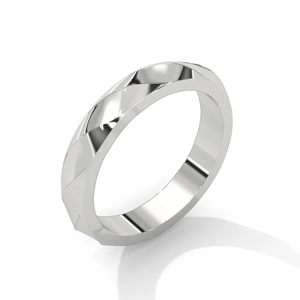 Faceted Elegance Wedding Bands in 18K Rose Yellow and White Gold Plated Sterling Silver Modern Geometric <b>Couple</b> <b>Rings</b> - Product Image 4