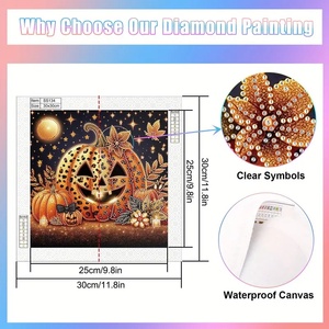Vente en gros de kits de mosaïque de diamants 5D <span class=keywords><strong>à</strong></span> faire soi-même, imprimés de dessins animés, <span class=keywords><strong>citrouille</strong></span> d'Halloween, lumière en résine, papier <span class=keywords><strong>à</strong></span> <span class=keywords><strong>dessin</strong></span> en diamant, arbre pour la maison - Product Image 3