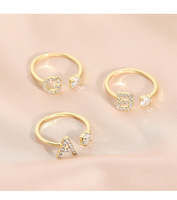 Mengjiqiuch — bague en Zircon, anneau avec lettre en or 90 et Zircon, vente en gros