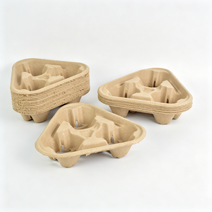 Portavasos <span class=keywords><strong>de</strong></span> Pulpa Compostable para 3 Vasos, Servicio <span class=keywords><strong>de</strong></span> Entrega, <span class=keywords><strong>Uber</strong></span> <span class=keywords><strong>Eats</strong></span>, Comida para Llevar, Bandeja Apilable Ecológica para Vasos al por Mayor - Product Image 2