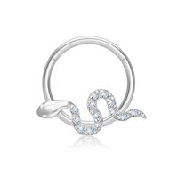 Lotus Wholesale ASTM F136 Titane Serpent Papillon CZ Anneau Segmenté Articulé Clicker pour Septum Hélix Cartilage Nez Bijou de Piercing