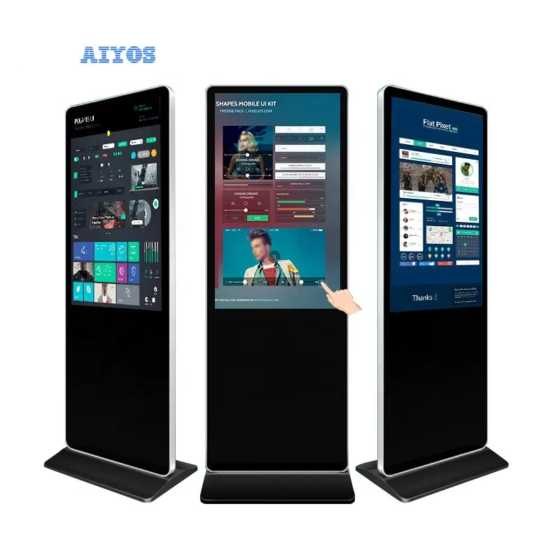 Porta piso interno de 43 polegadas exibe tela interativa, media player cms software kiosk sincronização digital e exibição