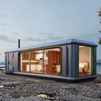Prêt à l'emploi Minuscule capsule préfabriquée Modulaire en acier Utilisation d'hôtel Extensible Portable Flottant Conteneur Installation complète Apple House