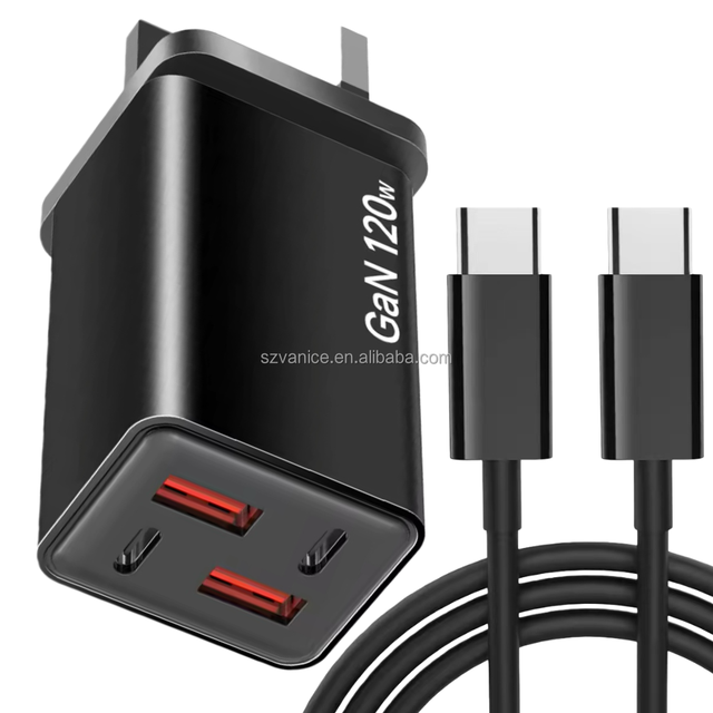 EU US UK Plug 120W 4 Ports USB Type C Fast Charging Wall Adapter 120W GaN USB-C Travel Charger Quick Charge Mobile Phone Adapter