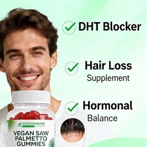 OEM ODM Factort menjual Vegan Saw Palmetto untuk wanita & Pria suplemen prostat <span class=keywords><strong>DHT</strong></span> pemblokir pertumbuhan rambut Hormonal Balance Gummies - Product Image 2