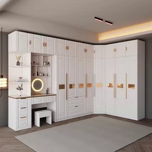 Armoire de chambre à coucher autoportante <span class=keywords><strong>en</strong></span> panneaux de particules ZD MDF, porte shaker, design moderne, placards, rangement pour vêtements, <span class=keywords><strong>dressing</strong></span> - Product Image 2