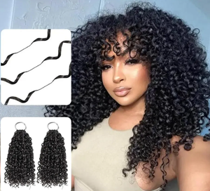 Extensiones de Cabello Humano Virgen sin Procesar, Pre-enlazadas, Rizadas Pixie, de Dos Hilos, Tipo Pluma, para Crochet, sin <span class=keywords><strong>Punta</strong></span>, al por Mayor - Product Image 2