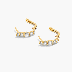 Premium 925 Sterling Silver Gold Plated Moissanite Hoop <b>Earrings</b> Classic Sparkling Designer <b>Fine</b> Jewelry for Women - Product Image 1