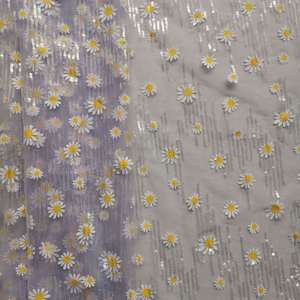 Exquisito Little Daisy Offset Wave Hoja transparente Malla <span class=keywords><strong>americana</strong></span> Parte inferior <span class=keywords><strong>Lentejuelas</strong></span> Tul Bordado Niños Boda de punto - Product Image 1