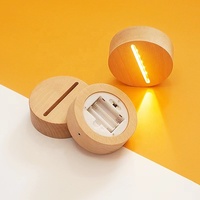Support d'affichage LED sur base en bois de 5,9 pouces alimenté par piles AAA, lampe de nuit européenne personnalisée en acrylique, art en résine et verre DIY pour chambre