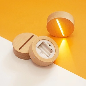 Aaa pin Powered 5.9 inch gỗ cơ sở <span class=keywords><strong>LED</strong></span> ánh sáng hiển thị đứng Châu Âu tùy chỉnh Acrylic đêm đèn nhựa thủy tinh nghệ thuật tự làm cho phòng - Product Image 6