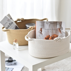 Basket Storage Toys Cotton Toy Storage Basket Folding White Little Size Baby Cotton Rope Basket For Storage Clothes Toys Towels