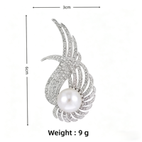 Broche en zircon fin, perle d'eau douce naturelle, cristal, strass, alliage plaqué or, design ailes, pour femmes et enfants, fiançailles