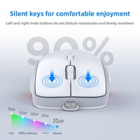 Souris sans fil rechargeable BT à double mode, 2400 DPI, avec motif de patte de chat de dessin animé, multicolore, lumineuse, silencieuse, 2.4G