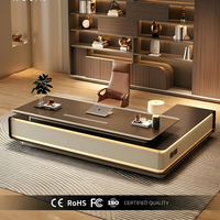 Bureau de direction moderne de luxe, mobilier de bureau, tables de bureau avec armoire latérale, serrure à code et éclairage LED pour bureau de PDG