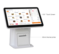 Kiosque de commande et de paiement avec écran tactile LCD, résolution 1920x1080, processeur Intel Core i7, lecteur de codes-barres, pour les cafés et les restaurants